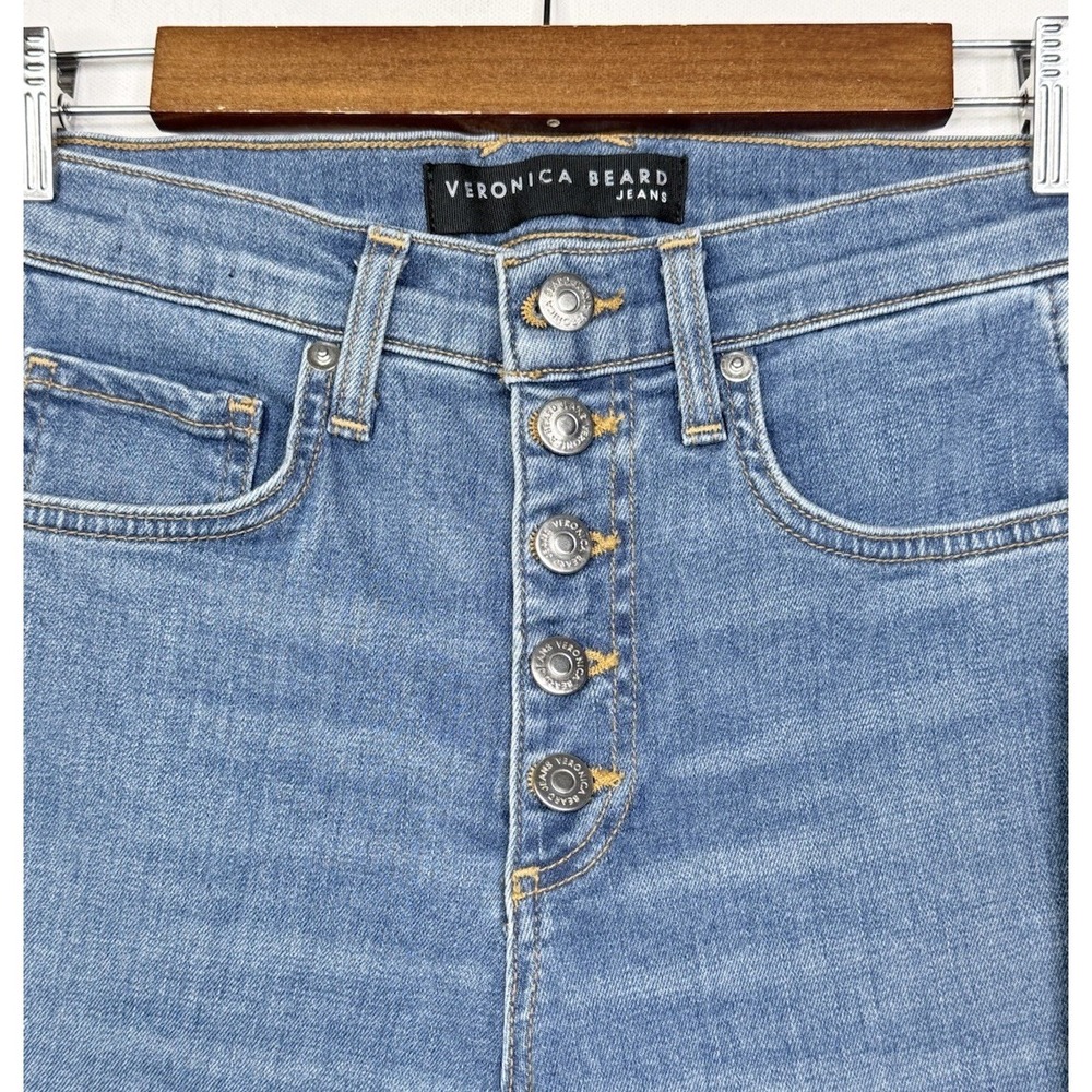 Veronica Beard Kiley High Rise Wide Leg Button Fly Jeans in Two Tone Size 26x34 - Picture 9 of 13